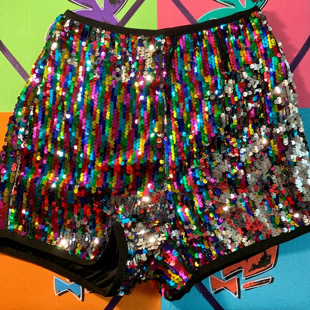 Rainbow Sequin Shorts